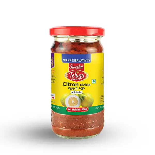 TELUGU FOODS CITRON PICKLE (WITHOUT GARLIC)  300GM