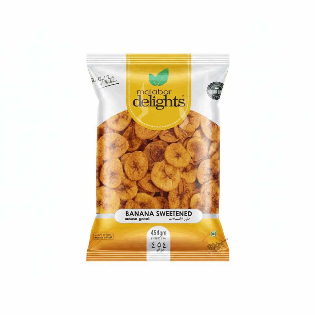 MALABAR DELIGHTS BANANA SWEETENED 454 G