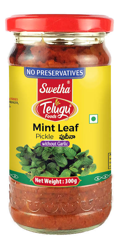 TELUGU  FOODS MINT LEAF  PICKLE (WITH GARLIC)300GM
