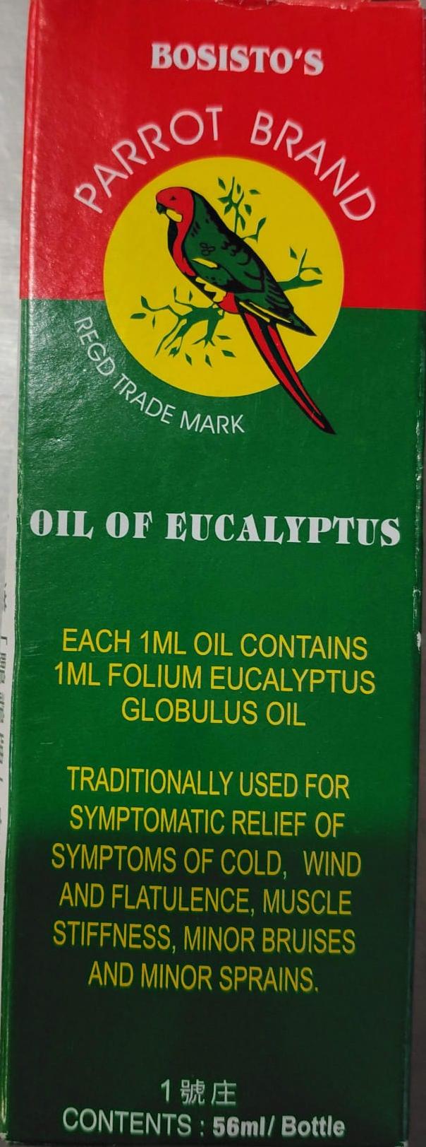 BOSISTO'S PARROT BRAND  OIL OF EUCALYPTUS 56ML