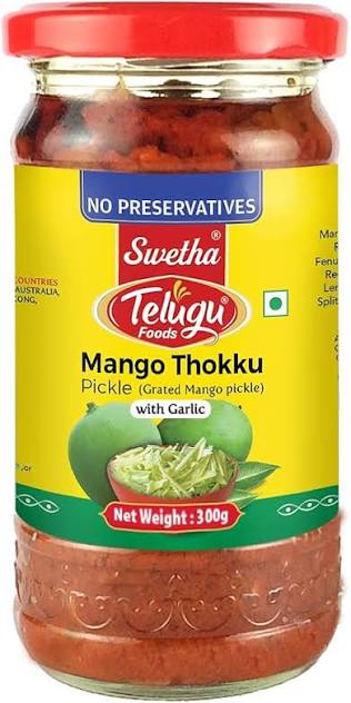 TELUGU FOODS MANGO THOKKU PICKLE W/O GARLIC  300 GM